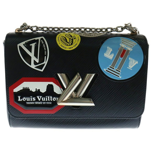 Louis Vuitton Epi Twist World Tour Patch Noir Black Chain Shoulder Bag - Picture 1 of 5